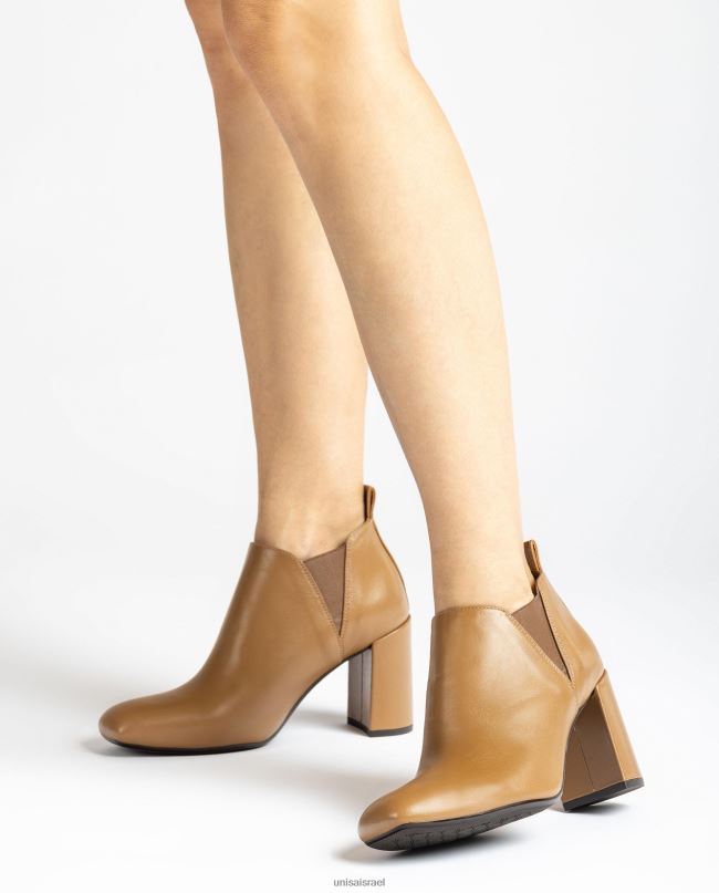 Unisa מגפון קרסול עם שקעים בצד חום נשים V2BP21005