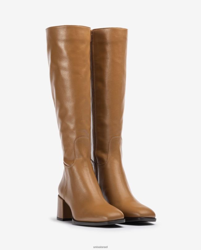 Unisa מגף מרובע עם עקב רחב חום נשים V2BP21039