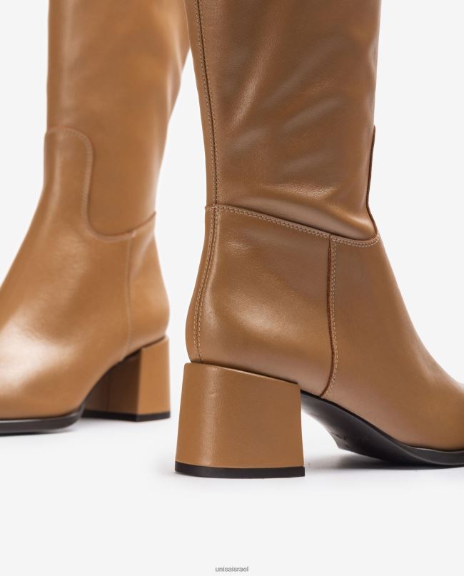 Unisa מגף מרובע עם עקב רחב חום נשים V2BP21039