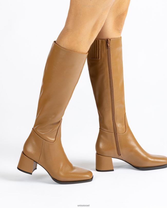 Unisa מגף מרובע עם עקב רחב חום נשים V2BP21039