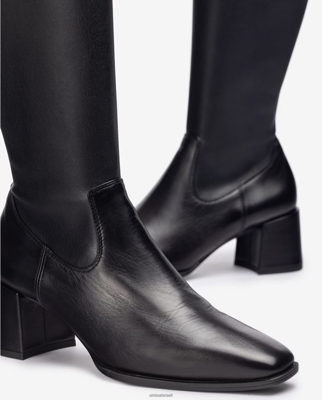 Unisa מגף עקב רחב עם קו רבע עליון בד נמתח אופנה נשים V2BP21040