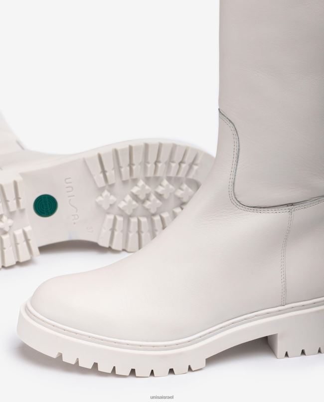 Unisa מגף עור עם סוליית מסלול לבן נשים V2BP21049