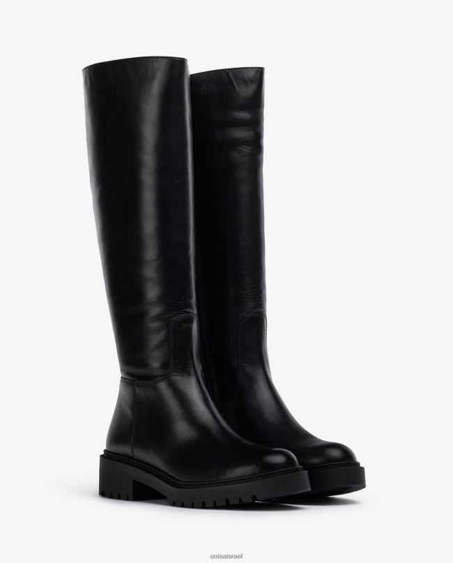 Unisa מגף עור עם סוליית מסלול שָׁחוֹר נשים V2BP21051