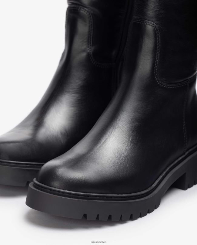 Unisa מגף עור עם סוליית מסלול שָׁחוֹר נשים V2BP21051