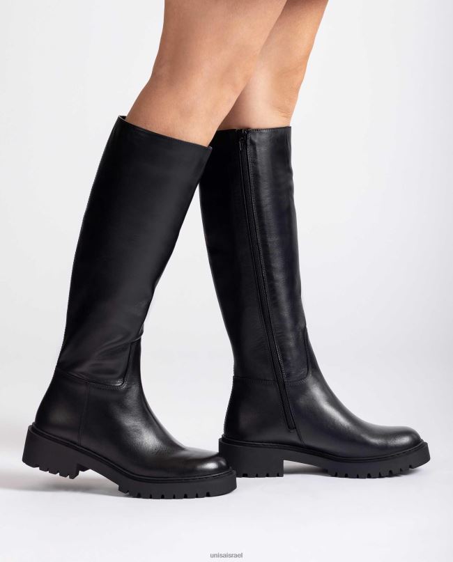 Unisa מגף עור עם סוליית מסלול שָׁחוֹר נשים V2BP21051