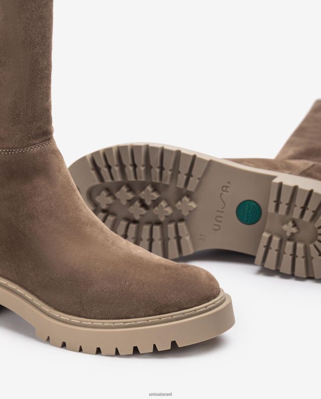 Unisa מגף זמש עם בד סטרץ' מעוצב אופנה נשים V2BP21066