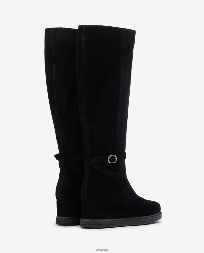 Unisa מגף זמש בעל פיר גבוה עם טריז וסוליית גומי מונעת החלקה שָׁחוֹר ילדים V2BP21071