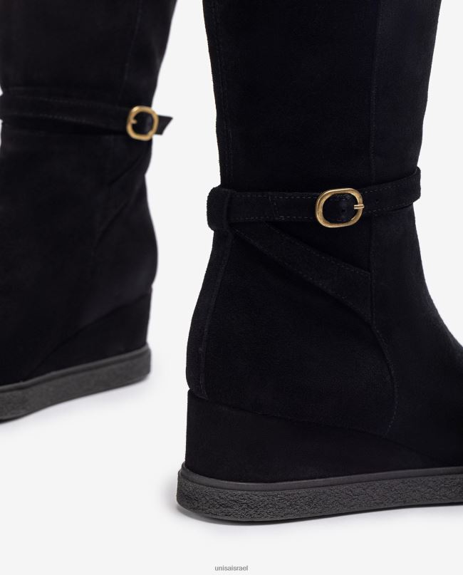 Unisa מגף זמש בעל פיר גבוה עם טריז וסוליית גומי מונעת החלקה שָׁחוֹר ילדים V2BP21071