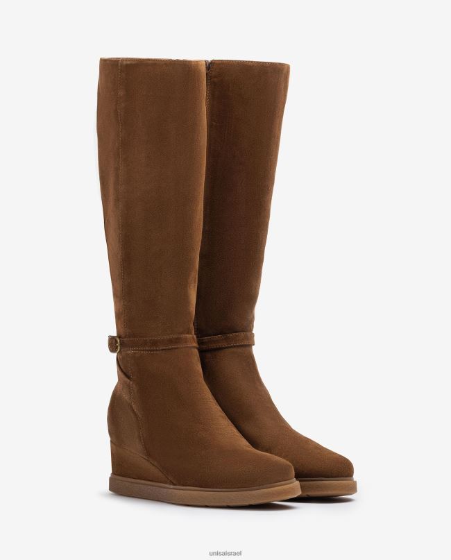 Unisa מגף זמש בעל פיר גבוה עם טריז וסוליית גומי מונעת החלקה חום ילדים V2BP21072