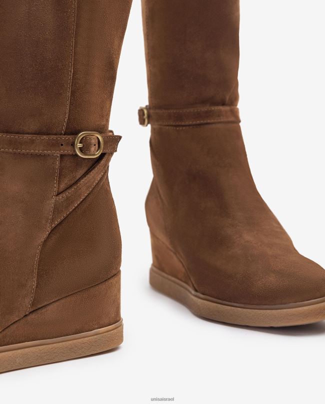 Unisa מגף זמש בעל פיר גבוה עם טריז וסוליית גומי מונעת החלקה חום ילדים V2BP21072