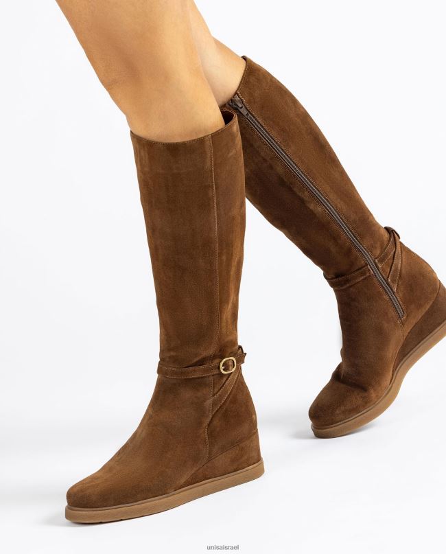 Unisa מגף זמש בעל פיר גבוה עם טריז וסוליית גומי מונעת החלקה חום ילדים V2BP21072