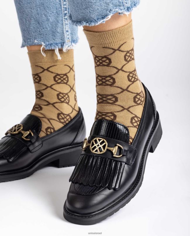 Unisa גרבי כותנה אורגנית חום נשים V2BP21087