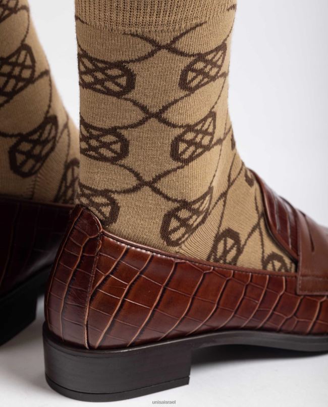 Unisa גרבי כותנה אורגנית חום נשים V2BP21087