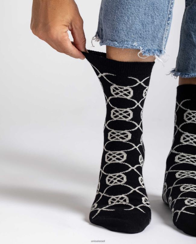 Unisa גרבי כותנה אורגנית שָׁחוֹר נשים V2BP21088