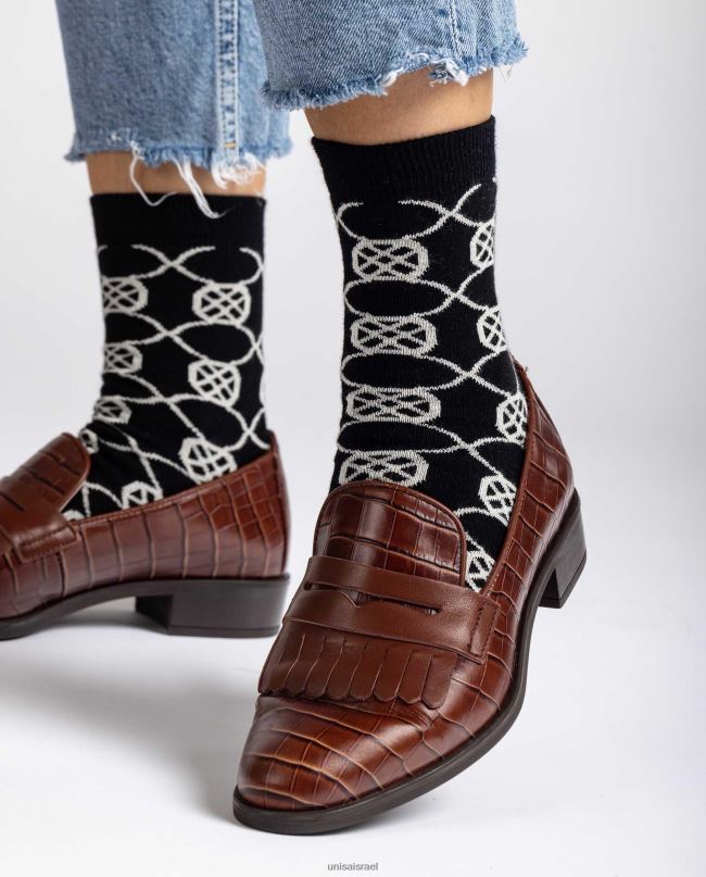 Unisa גרבי כותנה אורגנית שָׁחוֹר נשים V2BP21088