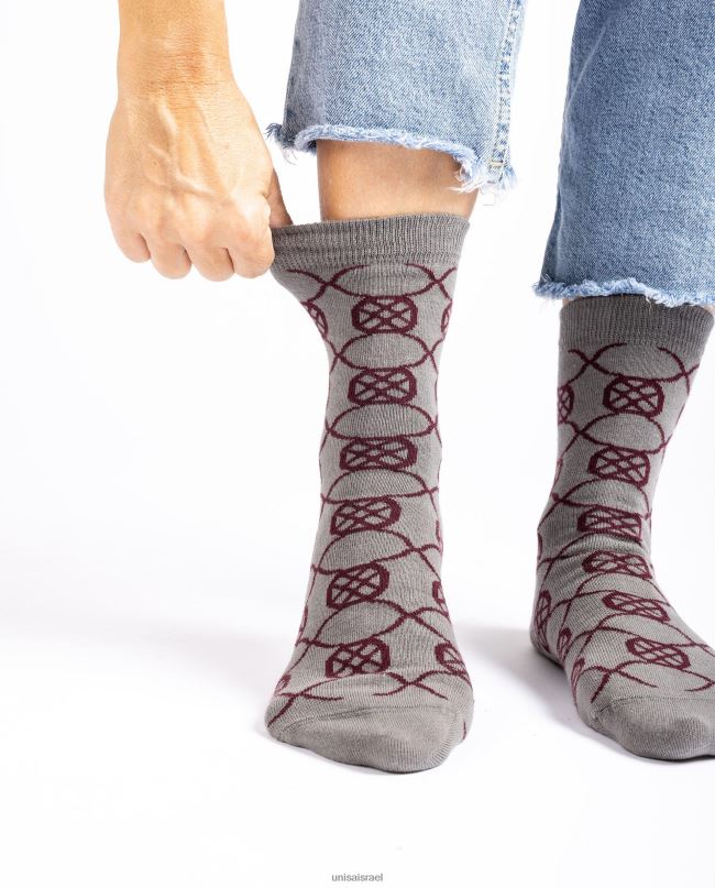 Unisa גרבי כותנה אורגנית אפור נשים V2BP21089