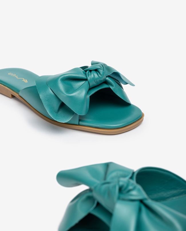 Unisa סנדל שטוח עם קשת ירוק נשים V2BP2108