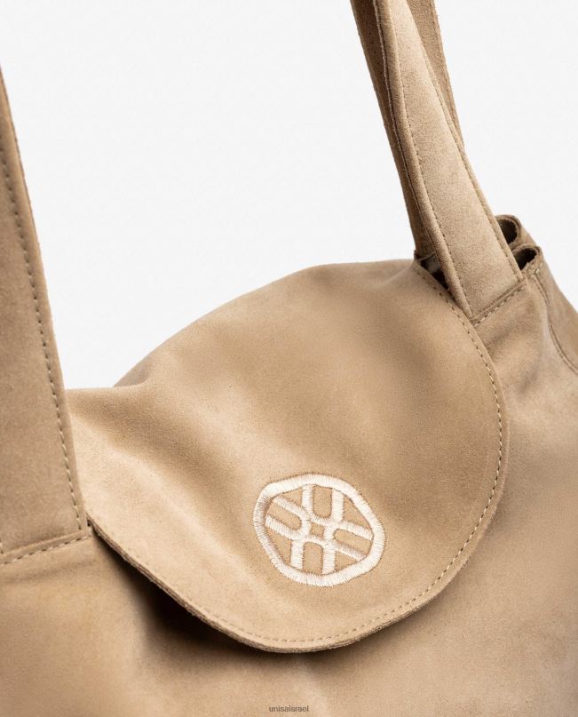 Unisa תיק יד גדול עשוי זמש בז' נשים V2BP21106