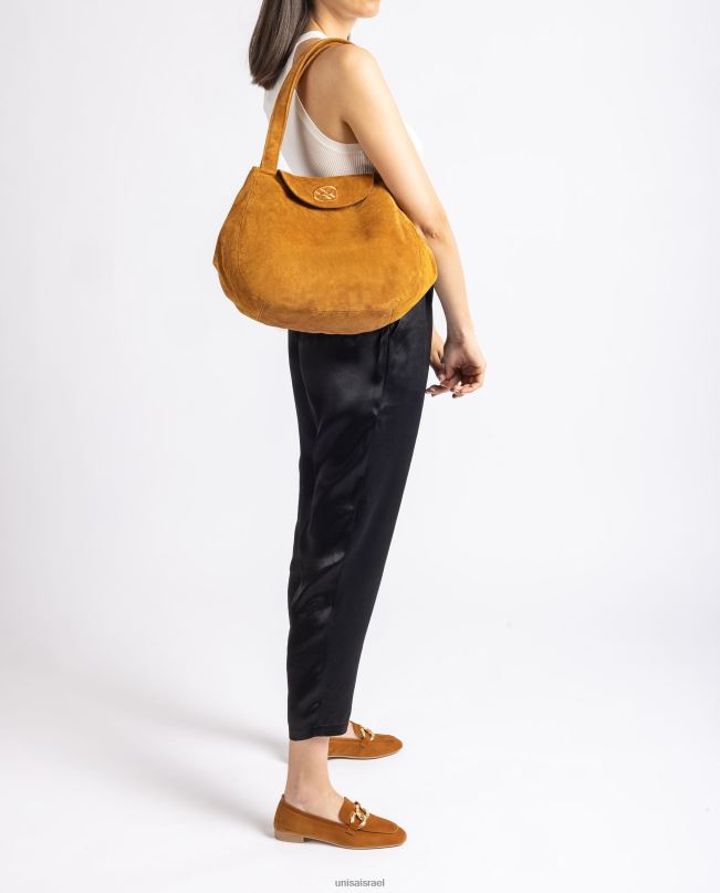 Unisa תיק יד גדול עשוי זמש חום נשים V2BP21107