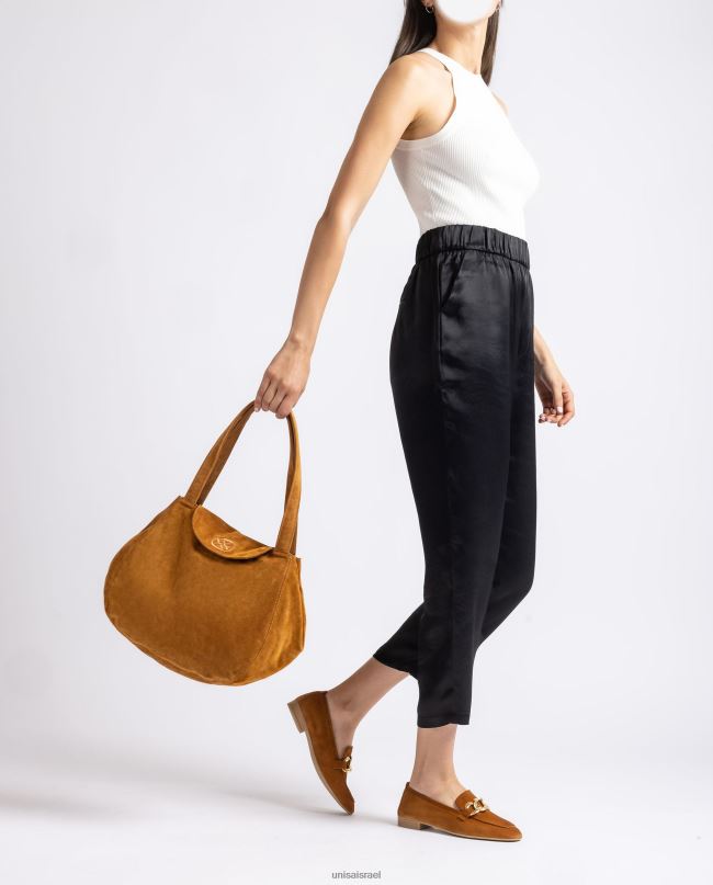 Unisa תיק יד גדול עשוי זמש חום נשים V2BP21107