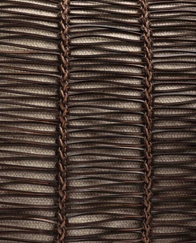 Unisa תיק יד גדול עשוי בד ועור חום נשים V2BP21108