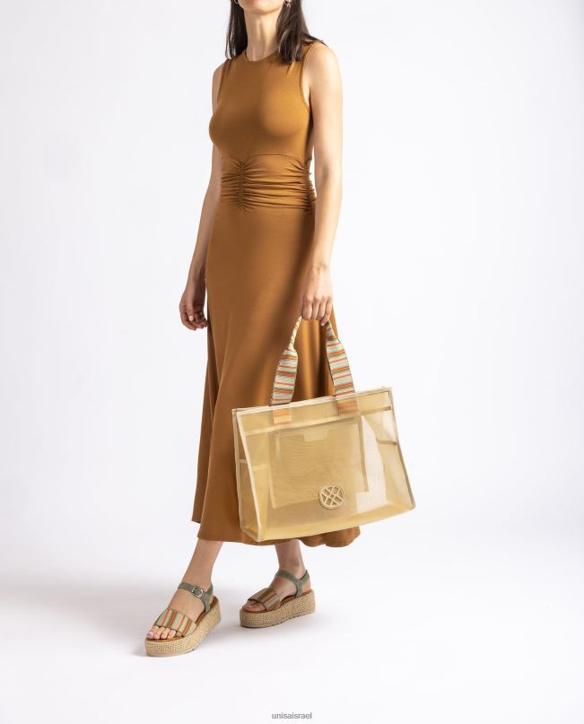 Unisa תיק רשת גדול חום נשים V2BP21119