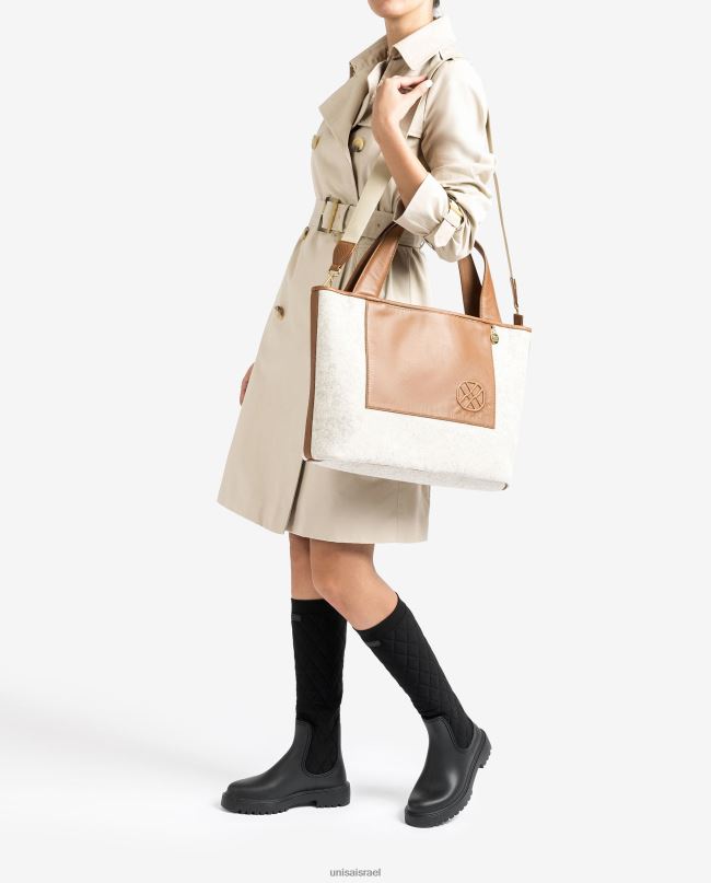 Unisa תיק קניות עשוי בד ממוחזר לבן נשים V2BP21139