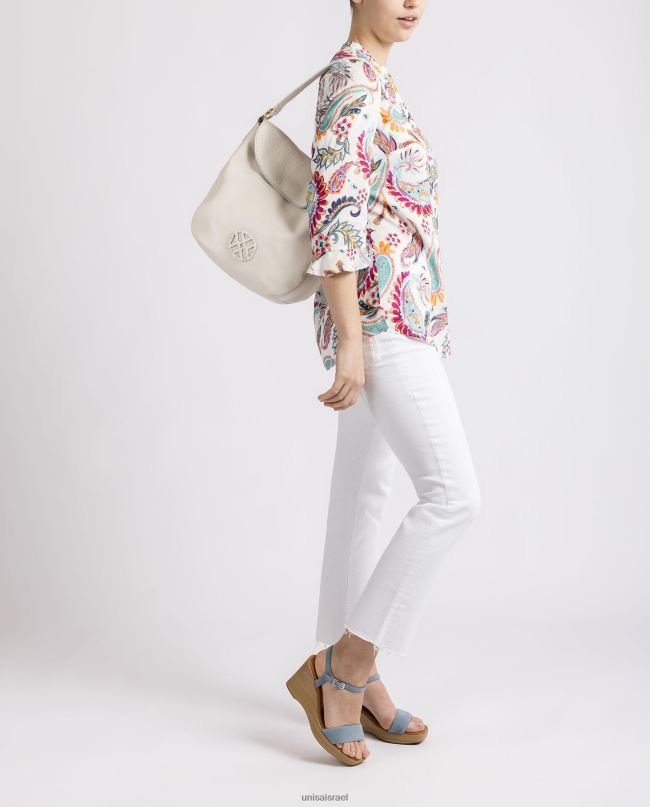 Unisa תיק יד גדול עם מונוגרמה לבן נשים V2BP21144