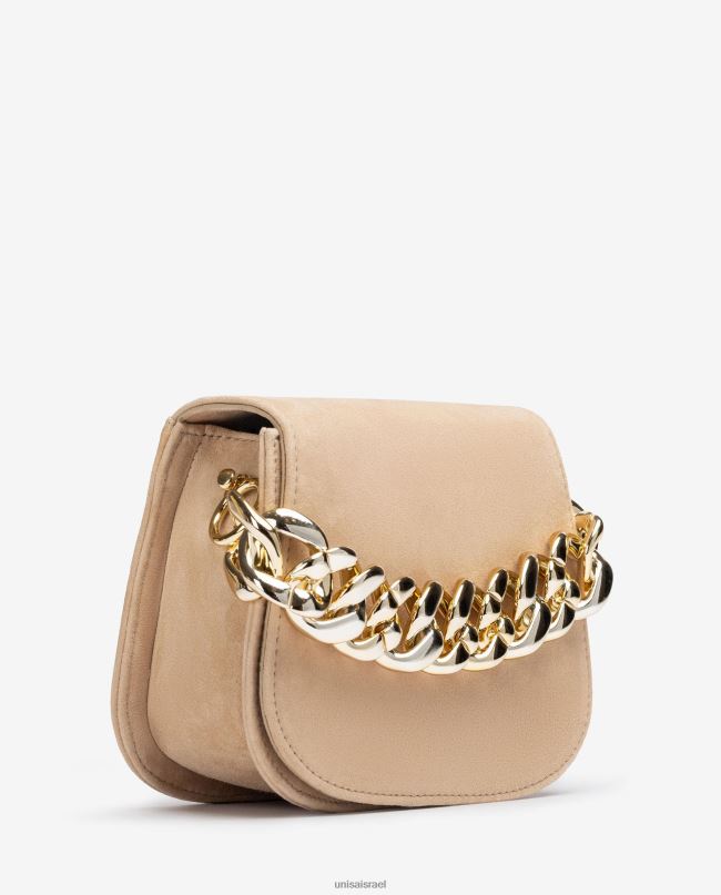 Unisa תיק יד עם שרשרת מוזהבת בז' נשים V2BP21186