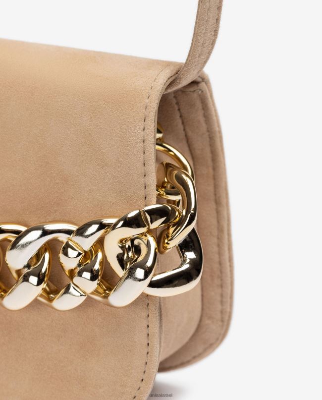 Unisa תיק יד עם שרשרת מוזהבת בז' נשים V2BP21186