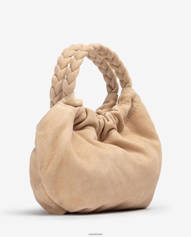 Unisa תיק יד עם ידיות קלוע בז' נשים V2BP21190