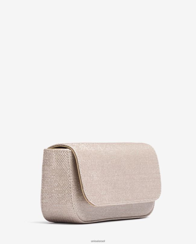 Unisa תיק צד מבריק מבד זהב נשים V2BP21202