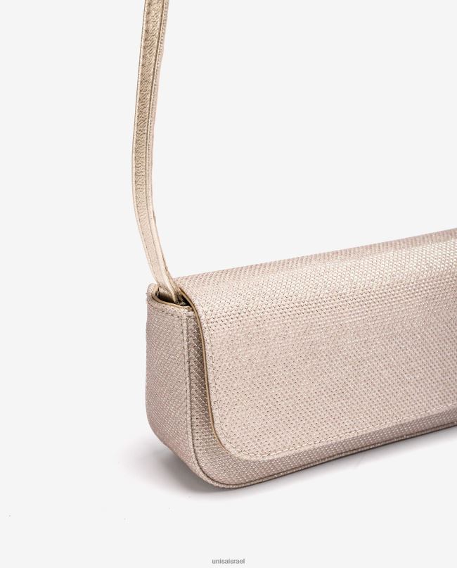 Unisa תיק צד מבריק מבד זהב נשים V2BP21202