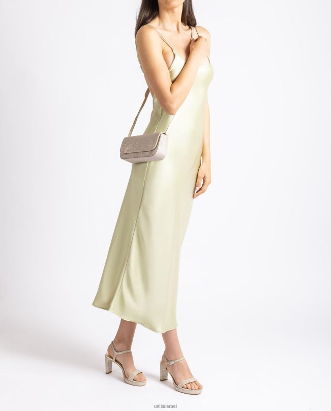 Unisa תיק צד מבריק מבד זהב נשים V2BP21202