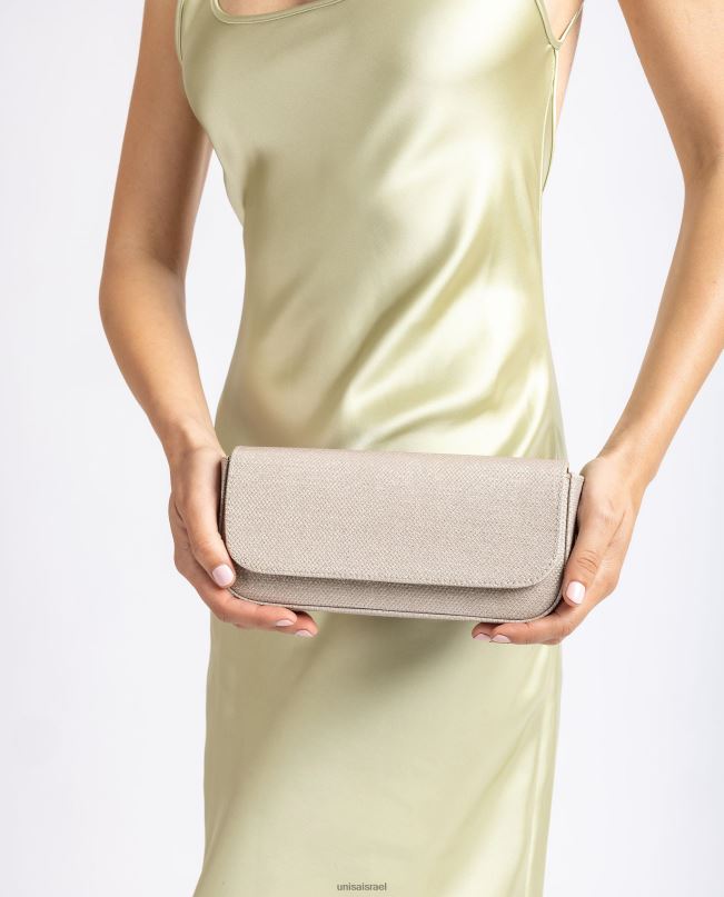 Unisa תיק צד מבריק מבד זהב נשים V2BP21202
