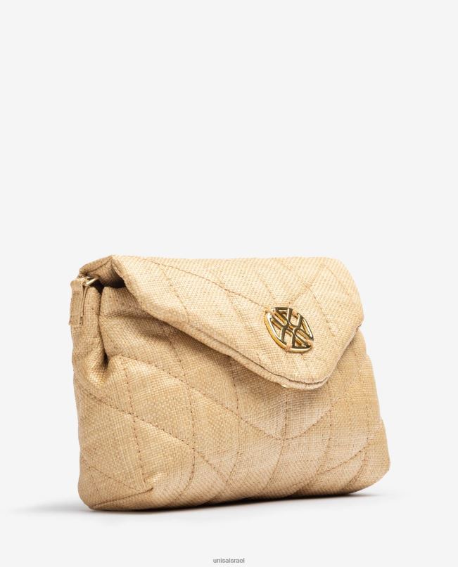 Unisa תיק יד קטן באפקט קווילט חום נשים V2BP21204