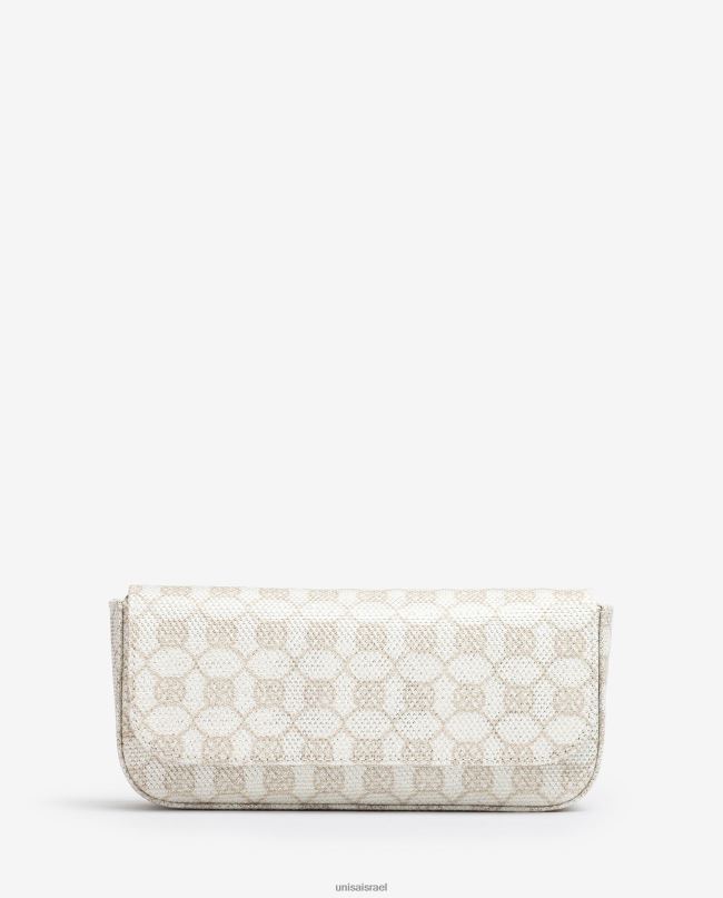 Unisa תיק מסיבת מונוגרמה מבד מבריק לבן נשים V2BP21210