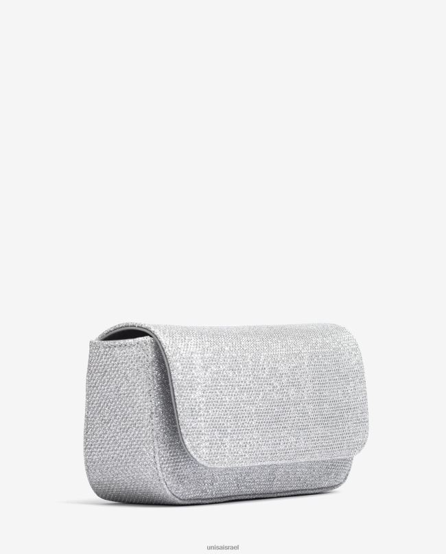 Unisa תיק צד מבריק מבד כסף נשים V2BP21211
