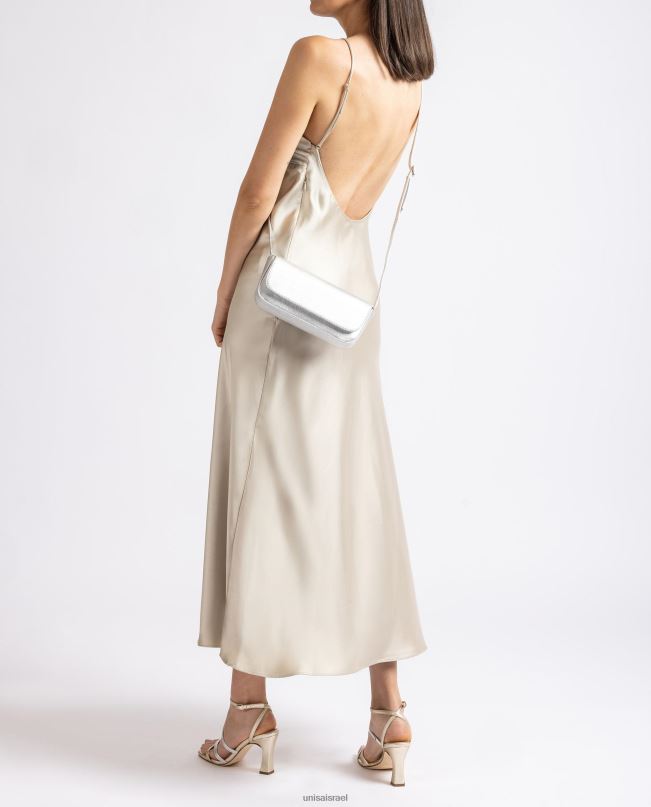 Unisa תיק צד עור באפקט מתכתי כסף נשים V2BP21212