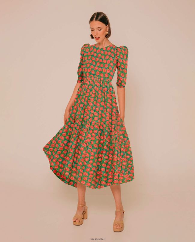 Unisa שמלה עם חצאית אסימטרית ירוק נשים V2BP21254