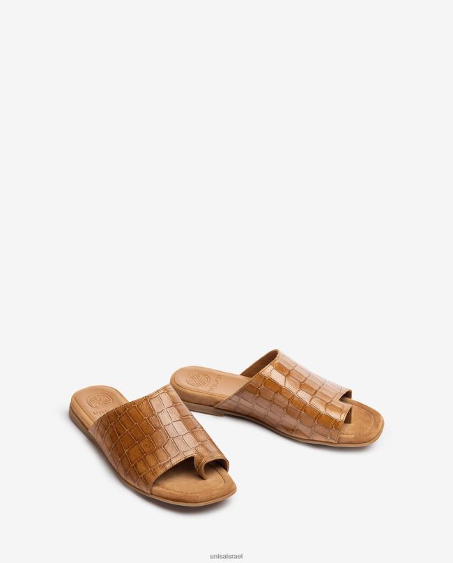 Unisa סנדלי פרד מעור שטוחים חום נשים V2BP21260