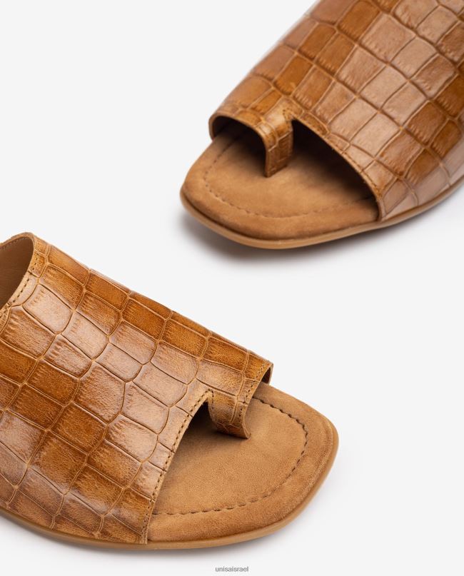 Unisa סנדלי פרד מעור שטוחים חום נשים V2BP21260