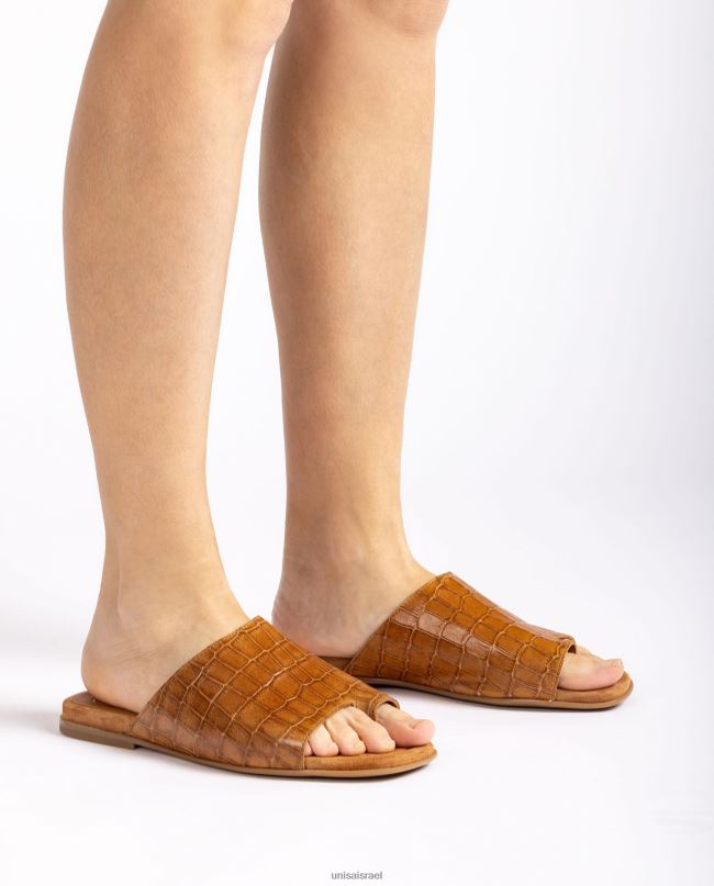 Unisa סנדלי פרד מעור שטוחים חום נשים V2BP21260