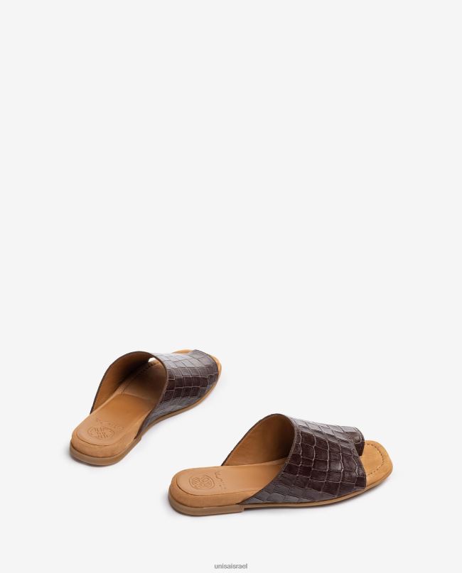 Unisa סנדלי פרד מעור שטוחים חום נשים V2BP21261