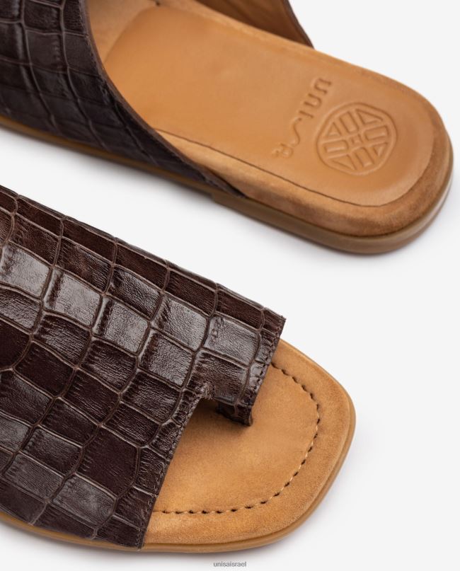 Unisa סנדלי פרד מעור שטוחים חום נשים V2BP21261