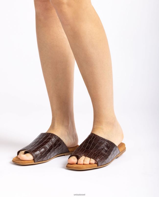 Unisa סנדלי פרד מעור שטוחים חום נשים V2BP21261