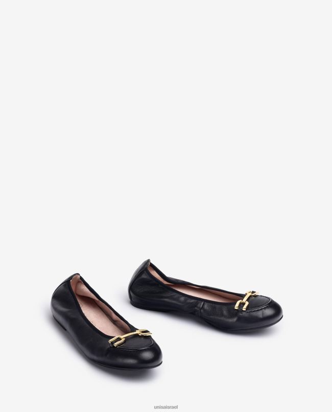 Unisa נעל בלרינה עם עיטור שָׁחוֹר נשים V2BP21266