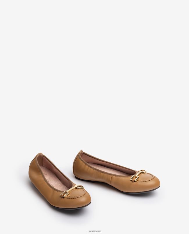 Unisa נעל בלרינה עם עיטור חום נשים V2BP21267