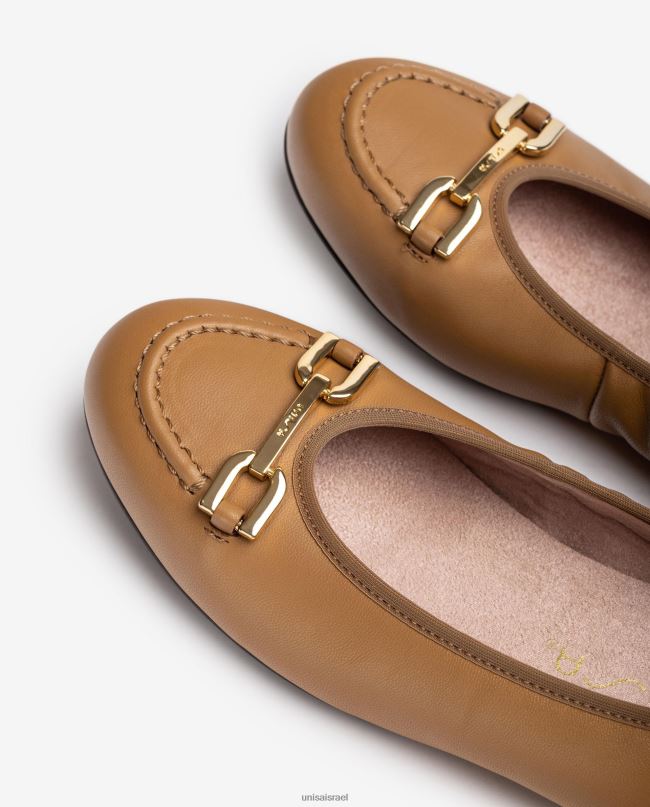 Unisa נעל בלרינה עם עיטור חום נשים V2BP21267