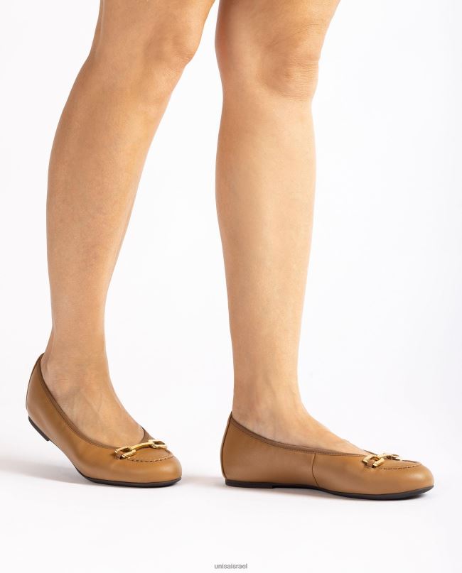 Unisa נעל בלרינה עם עיטור חום נשים V2BP21267